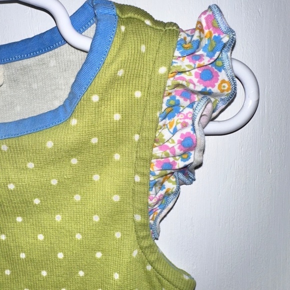 MATILDA JANE Ditzy Daisy Tank Top GIRLS 4 Green Polka Dot Boutique Ruffle Shirt - Picture 5 of 7